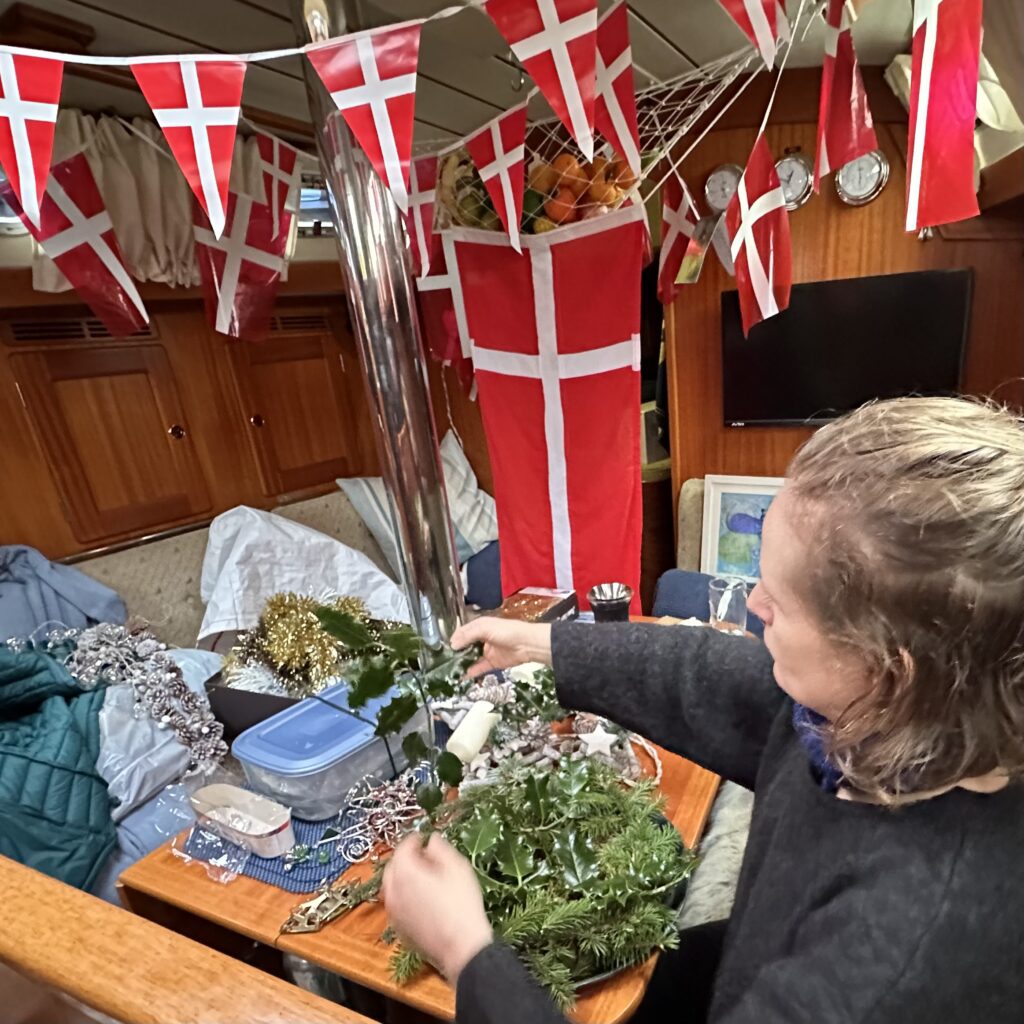 Chrismas decorations on the boat