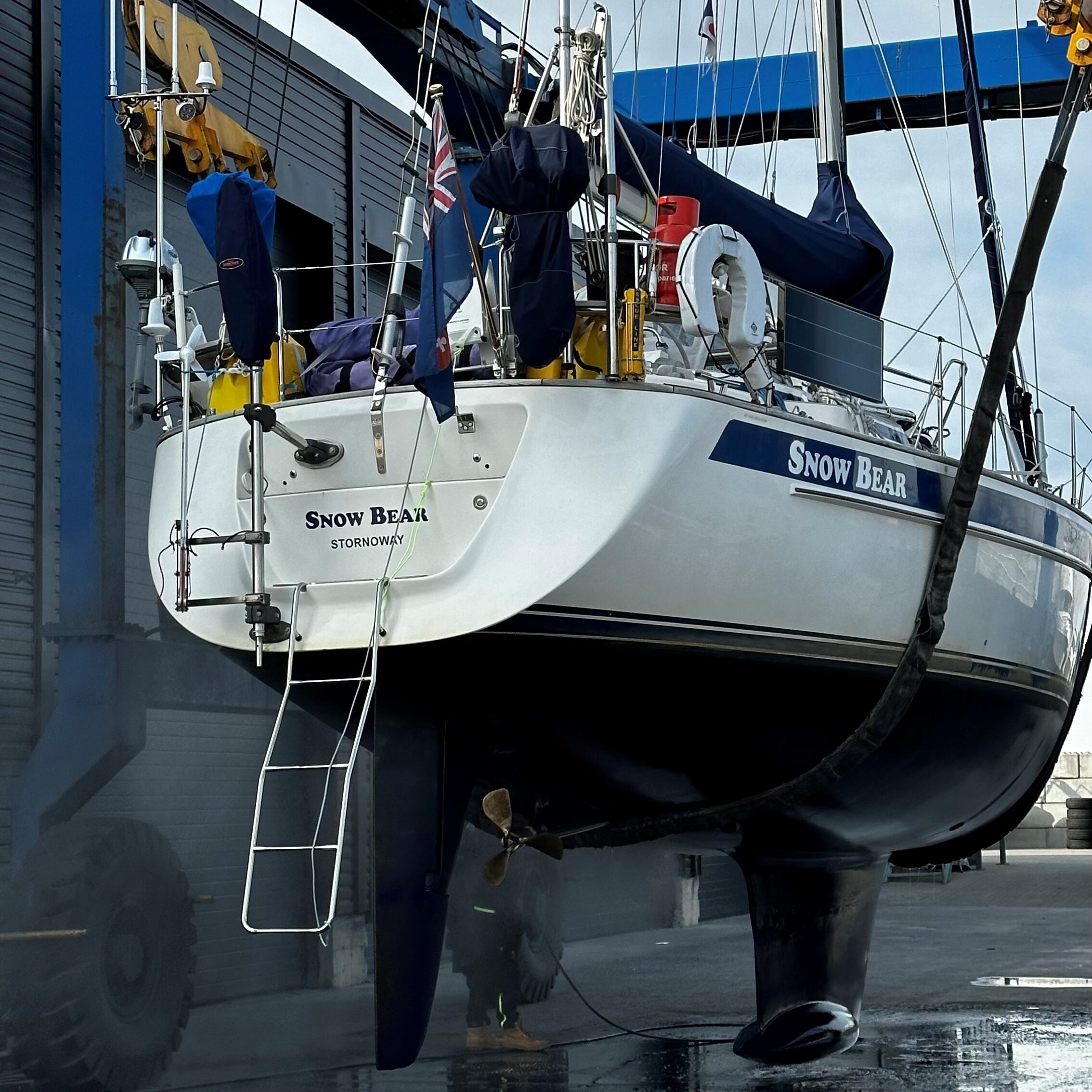 sailing Boat in a travel hoist in norway