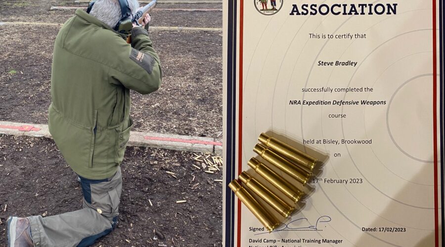 Steve at shooting range and certificate