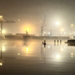 Belfast marina at night