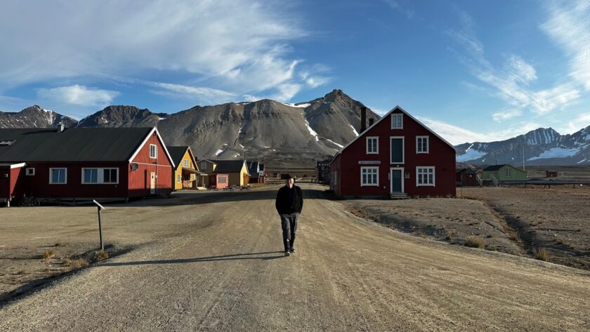 Steve walking alone in Ny Alesund