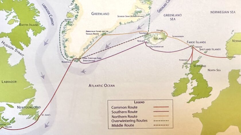 picture of the Viking sailing Routes across the Atlantic