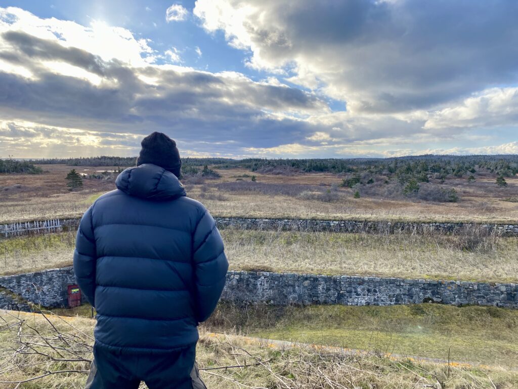 Steve looking at the fortress